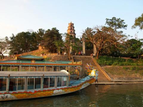 Thiên Mụ Pagoda viewed from a dragon boat