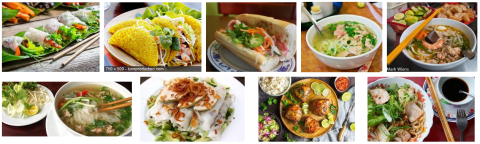 A collection of typical Vietnamese foods